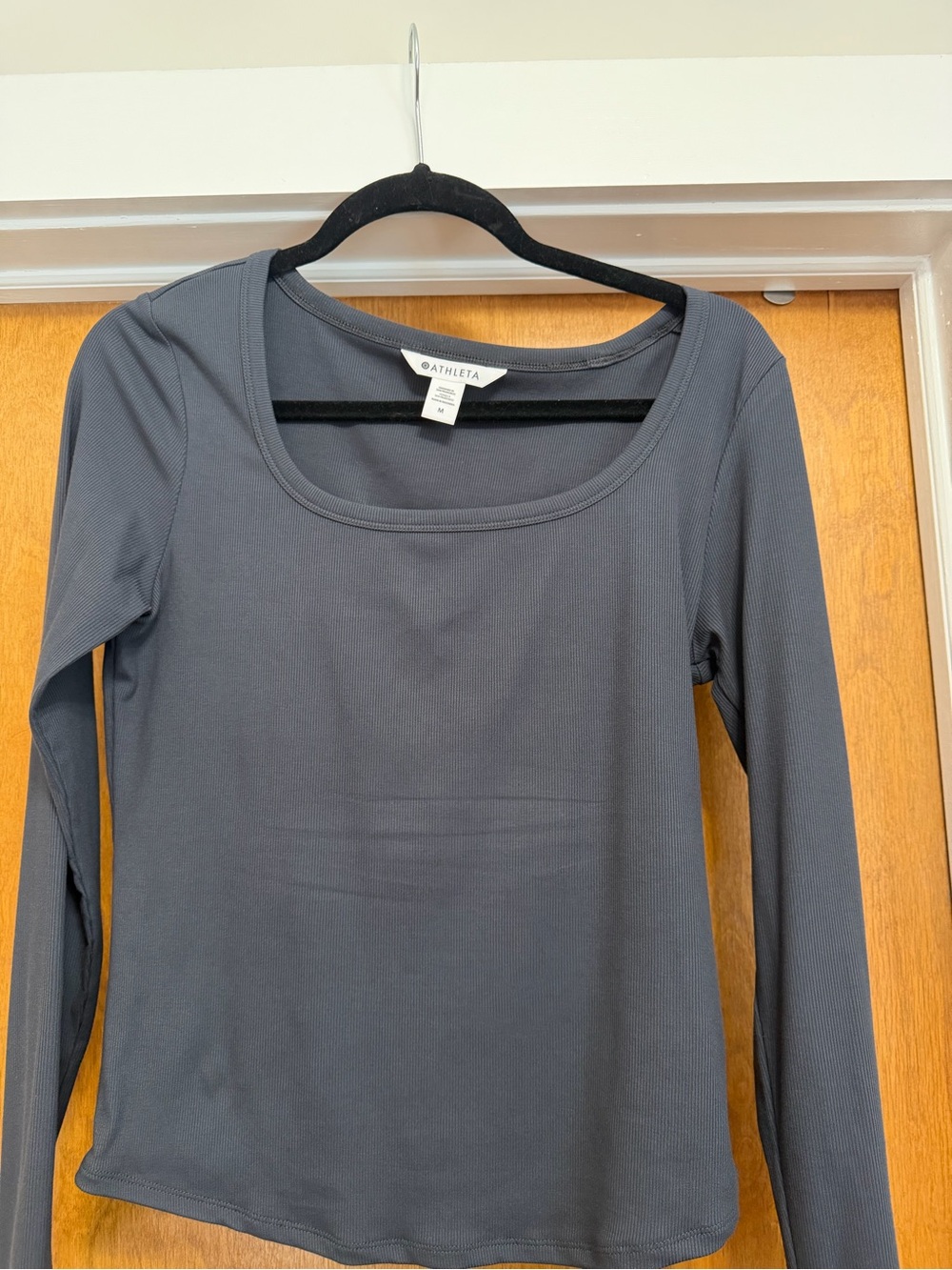 Athleta Charcoal Long Sleeve Scoop Neck Top